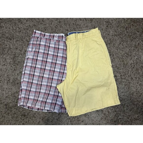 VINTAGE OLD NAVY JCREW Plaid Chino Pants Y2k 90s Beach Preppy 2 Pairs Sz 36 - Picture 1 of 9